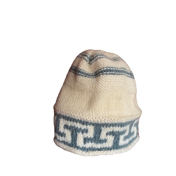 VINTAGE Unisex Cream Wool Winter Ski Hat - Picture 3 of 3